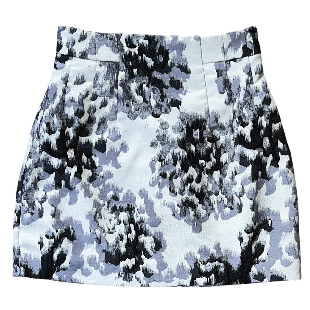H&M Textured Print Lined Black White & Gray A-Line Mini Skirt Women's 8